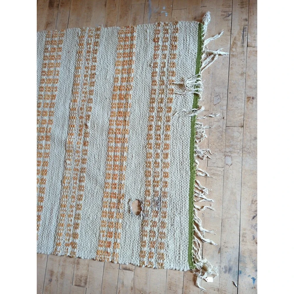 Antique Imported Swedish HandMade Rag Rug Runner (37 x 83 inches‎ )